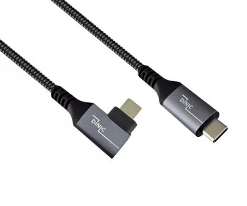 DINIC USB C 4.0 Cable, Straight to 90° Angle, PD 240W, 40Gbps, Aluminum Connector, Nylon Cable, 1m